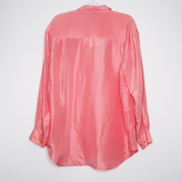 Christie & Jill Silk Button Up Shirt Size Large Pink Vintage Career 90s Barbie - Picture 2 of 12